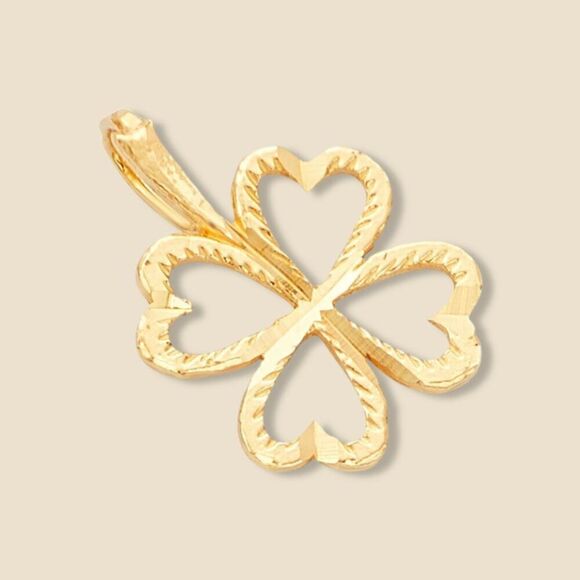 14K Gold Heart Clover Pendant | Dainty Good Luck Charm by Tehrani Jewelry - Picture 4 of 4